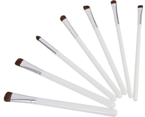 DINHEAROM Set de 7 Brochas para Sombras de Ojos de Pelo de Caballo Mango de Madera y Aluminio, Fácil de Transportar, Adecuado para Principiantes y Profesionales