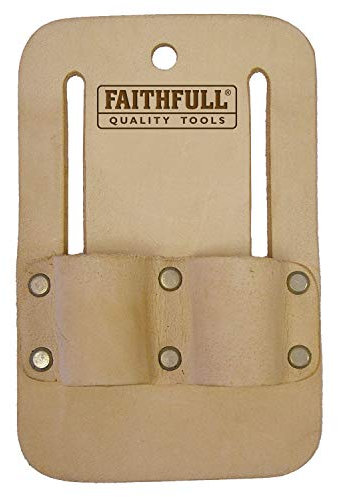 Faithfull Tan Leather Double Loop Scaffold Spanner Holder For Tool Belt