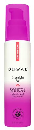 DERMA E Essentials Overnight Peel – Vegan, Gluten-Free Nourishing Facial Exfoliant with Alpha Hydroxy Acid and Lactic Acid, 2 fl oz