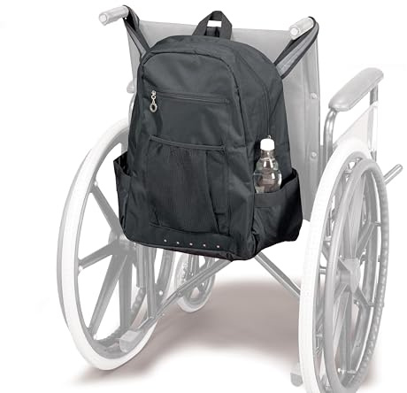 Homecraft,sac multi-poches pour fauteuil roulant, noir, élégant et spacieux, deux pochettes latérales, grande capacité de stockage, accessoires pour fauteuils roulants et scooters