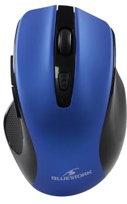Bluestork - M-WL-OFF75 - Souris sans Fil Double Connexion : Bluetooth & USB 2.4 Ghz - sans Fil Rechargeable, Ambidextre, Ergonomique - silencieuse pour PC/Mac – New (Bleue)