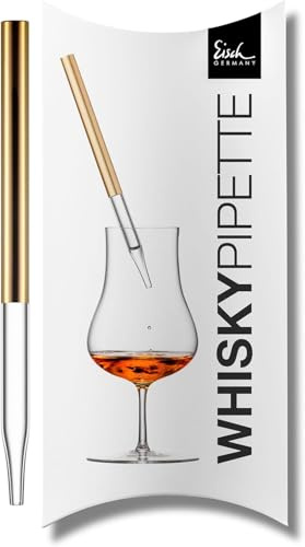 EISCH Whisky Pipette Gold Gentleman in Geschenkverpackung | Handgefertigte Glaspipette veredelt mit echtem Gold, zur Entfaltung von Whiskey, Made in Germany