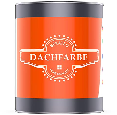 BEKATEQ Dachbeschichtung in Braun 1L Sockelfarbe, Dachfarbe für Dachziegel, Beton, Holz, Eternit, Bitumen - UV & wetterfest, schnelltrocknend, elastisch, hydrophobe Isolierschicht BE-510