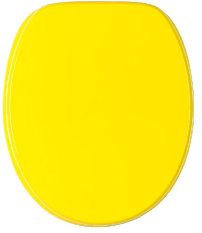 Sanilo WC Sitz ohne Absenkautomatik, hochwertiger Toilettendeckel, einfache Montage, stabile Scharniere, Gelb