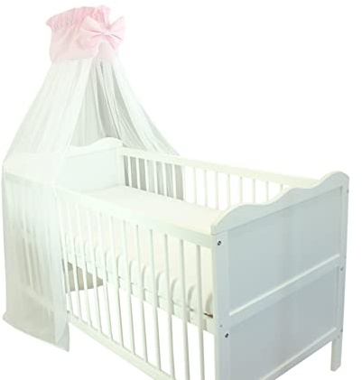 TupTam Baldacchino per Letto per Bambini con Fiocco Chiffon, Chiaro Rosa, c. 170x240 cm