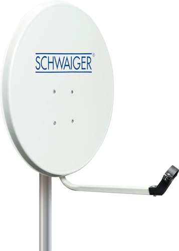 SCHWAIGER 128 Antenna satellitare sistema offset Antenna LNB braccio di supporto antenna satellitare sistema SAT in acciaio 55 x 62 cm grigio chiaro