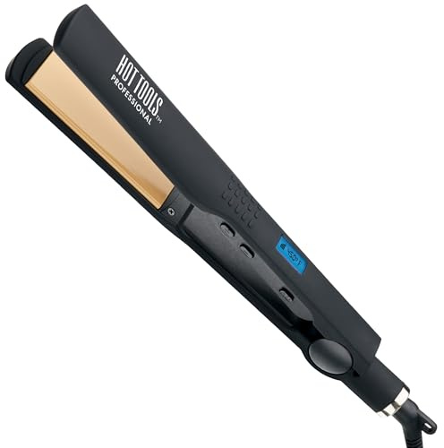 Hot Tools Pro Artist Nano Ceramic Flat iron | Wide Plate for Faster Styling (1-1/4 in)