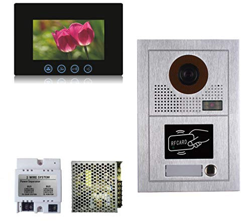 FP-TECH VIDEOCITOFONO 2 FILI 1 2 3 4 MONITOR LCD TOUCH FAMILIARE BIFAMILIARE CONDOMINIALE TELECAMERA (Kit Monofamiliare Completo)