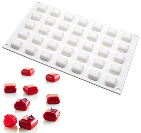 Chocolat Moulds - Moule Silicone 3D DIY pour Jelly, Pudding, Dessert et Bonbons, 35 Trous Forme Carrée, Blanc