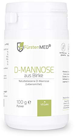 FürstenMED® D-Mannose Pulver aus Birke (kein Mais) - 100g Mannose Pulver mit Messlöffel (2g pro Tagesdosis) - Laborgeprüft, Vegan und Ohne unerwünschte Zusatzstoffe