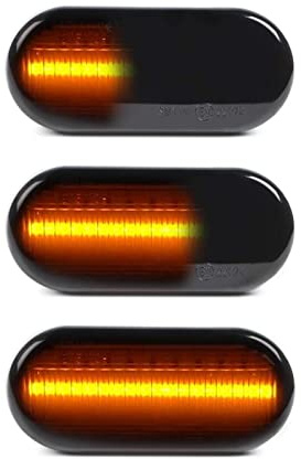 OZ-LAMPE Dynamic Side Indicator for VW-SEAT-FORD-SKODA, Amber Turn Signal Light for Fiesta C-Max Focus Fusion Bora Golf Jetta Passat Polo Sharan Vento Ibiza Citigo Felicia, LED Side Marker, Smoked