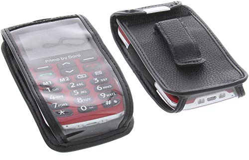 foto-kontor Handytasche kompatibel mit Doro Primo 366 mit Sichtfenster und Gürtelclip Schutzhülle schwarz