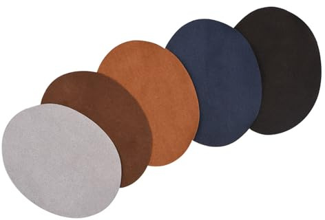 1 Set Ellenbogenschützer und Knie-Patch, 9,6 x 12,8 cm, oval, Kunstleder, selbstklebend, für Mäntel, Jacken, Jeans, Hosen