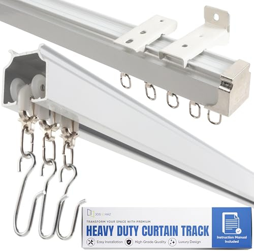 Jos & Haz Ceiling Curtain Track Set – 3ft-9.8ft / 3 Meter – Premium Heavy Duty Curtain Track, Ceiling Mount and Wall Mount for Room Divider, Living Room, Bedroom, Office