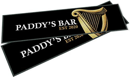 Purple Print House Irish Harp Ireland Personalised Bar Runner Mats Irish Gifts Rubber Beer Mat Accessories Home Pub Man Cave St Patrick Day Party Irish Pub Pint Beer Ale (Medium - 880 x 250 mm)