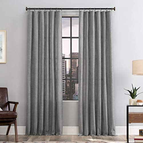 Scott Living Delton Stonewashed 100% Cotton Semi-Sheer Ring Top Curtain Panel, 52 x 84, Gray