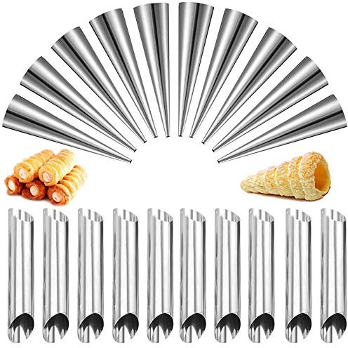 20 Stück Edelstahl Cannoli-Form und Schaumrollenformen, Backröhren für Cannoli, Creme Rolle, Gebäck, Backzubehör