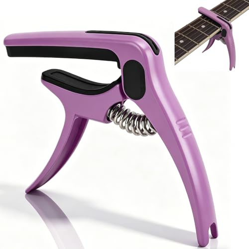 Gitarren Kapodaster, 7,3x8,5x1,3 cm / 2,9x3,3x0,5 Zoll E-Gitarre Akustikgitarren Kapodaster Saitenstahl Ukulele Kapodaster mit Pick Halter Tasche für klassische Gitarre Ukulele Mandoline und Banjo