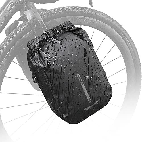 Rhinowalk Fahrradtasche, Gepäckträgertasche, wasserdicht, Fahrradtasche für Gepäckträger, Satteltasche 6L, Umhängetasche, Laptopgepäckträger, professionelles Fahrradzubehör-Schwarz