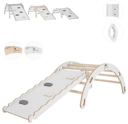 MAMOI® Arrampicata per Bambini in Legno Naturale, Dondolo Triangolo, Altalena da casa Interno, Parete Arco Montessori a Partire da 1 Anno 2/3 Anni