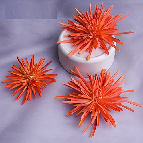 LIBERGA Lot De 3 Pinces À Cheveux Vintage Ensemble De Fleurs Artificielles Barrettes À Cheveux Coiffure Épingles À Cheveux Chrysanthème Pince De Crabe Pour Femme,2 Petites Et 1 Grande,Orange