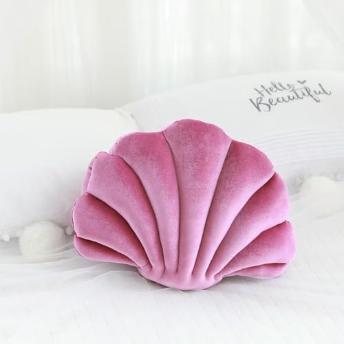 Tielag Cuscino decorativo a conchiglia, in velluto, per la casa, il letto, il divano, l'ufficio, il cuscino, la decorazione, F 34 × 25 cm