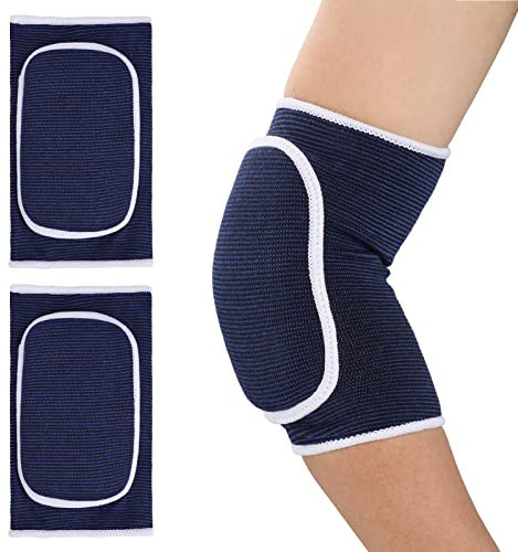 WLLHYF 1 Paar Ellenbogenpolster mit dicker Schwamm-Polsterung Atmungsaktiv Ellenbogen Wraps Arm Brace Support Fitness Tendonitis Support Strap für Kinder Kind Männer Frauen (Blau)