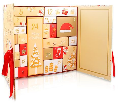 AllLeeGay Christmas Advent Calendars 2023 – 24 Colorful Reusable Boxes for Filling, Advent Calendar Fillers for Kids & Adults, Perfect Christmas Gifts and Presents, Yellow