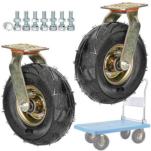 Schwerlast Transportrollen 2 Stück, 200mm 250mm Luftreifen Gummi Industrierollen, Ersatz Lenkrolle Mit Bremse, Für Trolleys, DIY, Möbelroller, Werkbank Rollen, Tragfähigkeit 200KG Pro Rolle ( Color :