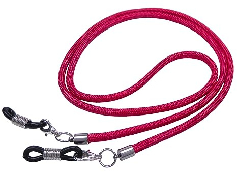 Hawhy Handgemachtes Brillenband aus Paracord für Lesebrillen und Sonnenbrillen, Rot - Inkl. 4 Ersatz Brillenschlaufen