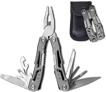 LEVADA PLUS Multitool 14-in-1 mit Zange, Messer, Schraubendreher, Flaschenöffner und Nylonetui – Kompaktes und Robustes Multifunktionswerkzeug für Camping, Outdoor, Notfälle und Heimgebrauch