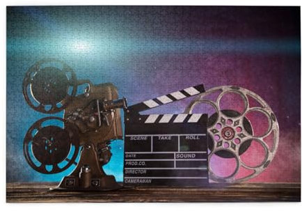 Movies Clapperboard Wooden Puzzle Fun Puzzle Stress Relief Puzzle Plastic Box With 1000 Pieces Of Wooden Puzzle (Horizontal) Adult And Kid Toys As Gifts For Friends And Kids