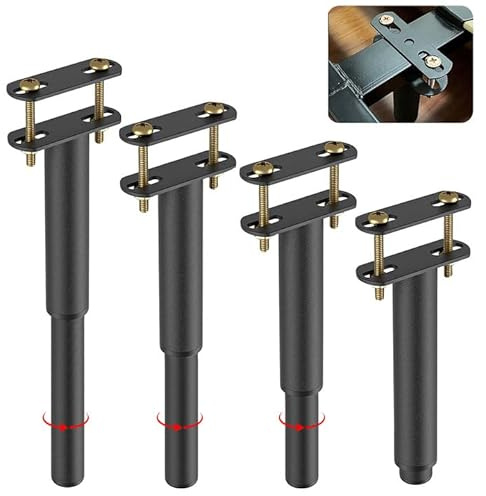 JOLIGAEA Lot de 4 Pieds de Lit Réglables, 18-33CM Résistants Pied de Lit sans Perçage, Pieds Rétractables en Métal, Pied de Meuble pour Lattes Universel Sommier MéTal, Canapé