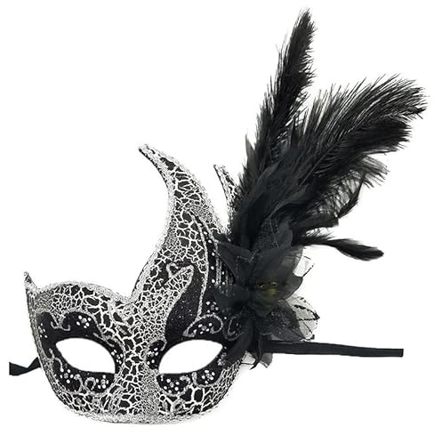 CSSHNL Feder-Maskerade-Masken, Karneval, Festival, Zubehör, Aufführung, Party, Weihnachten, Geschenke, Ostern, Halloween, Augenmaske Maskerade Maske (Size : Black 2)