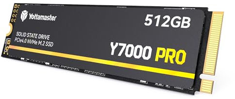Yottamaster Y7000Pro 512GB SSD M.2 PCIe 4.0, fino a 7000MB/s, M.2 2280 NVMe Solid State Drive interno con 3D QLC NAND Flash, Aggiornamento dello Storage per PS5, PC Computer, Laptop, Gaming