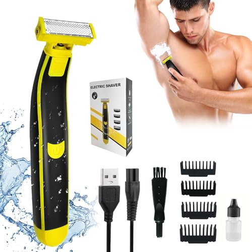 Wdkxcn Wet and Dry Electric Shaver for Men, Rechargeable with Multiple Combs, Body Groomer Shaver