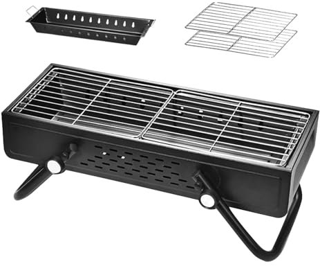 Barbecue a carbonella per barbecue a carbonella, portatile, pieghevole, senza fumo, barbecue a carbonella, portatile, grande griglia a carbonella con grande superficie per cucinare all'aperto,