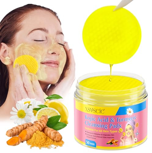 Kojisäure und Kurkuma Reinigungspads für Gesicht - Gesichtspeeling Pads Gegen Dunkle Flecken, Resurfacing Pads 50pcs