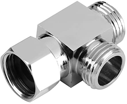 Dreiwege-Umsteller aus Messing und Chrom, G1/2, Duscharm-Umsteller, T-förmiger Adapter für Duscharmmontage mit Einem Einlass und Zwei Auslässen