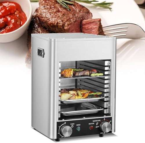 WANGYYDS Asador Comercial para Interiores, Calienta hasta 800 ℃/1472 ℉, Asador Comercial para Carne con Temporizador, Asador Comercial para Cocinar Carne, Res, Cerdo, Pollo Y Verduras,1Rack