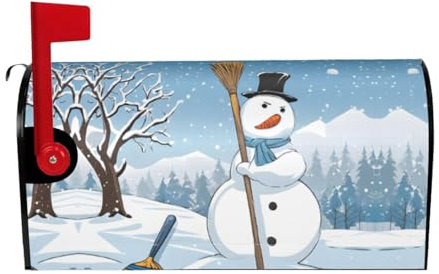 Christmas Print Mailbox Cover Durable Oxford Cloth for American Standard & Large Size Mailboxes