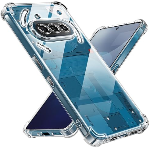 Tentoki Funda para Nothing Phone 3a, Carcasa Protectora con Cojín de Aire Esquina Integrado, Antigolpes, Antiarañazos, Antichoque, Anti-Amarillo, Suave TPU, Transparente
