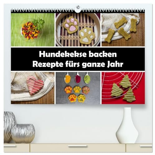Hundekekse backen - Rezepte fürs ganze Jahr (hochwertiger Premium Wandkalender 2026 DIN A2 quer), Kunstdruck in Hochglanz: 12 Rezepte für Hundekekse (CALVENDO Tiere)