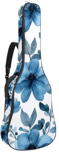 Watercolor Art Gitarrentasche für Akustikgitarre, 1 cm dicke Polsterung, wasserdicht, mit doppelt verstellbarem Schultergurt, für 101,6 - 106,7 cm große Gitarre, Türkis, Mehrfarbig 04, 42.9x16.9x4.7
