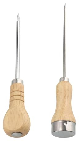2-Pack 180mm/240mm Bradawl - Bradawl Tool with Wooden Handle, Leather & Crafting - Versatile Sewing, Pricking & Tailor Tool