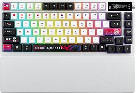 ASUS ROG Azoth X 75% Custom Gaming Keyboard, OLED Display | hot-swappable Storm V2 Switches, gasket mount, dampening foam, FR4 plate, south-facing PCB, tri-mode connection, wrist rest