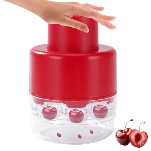 Dénoyauteur Cerises et Prune, 8 trous en acier inoxydable - Utilisation à une main - Diamètre : 25 mm - Pour cerises douces/acides, Denoioteur Cerise