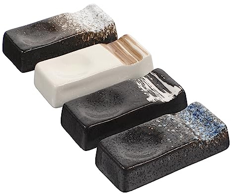 Garneck 4Pcs Ceramic Chopstick Rests Japanese Style Chopstick Holder Set for Spoon and Fork Tabletop Rest for Home Kitchen Restaurant Dining Table Decor