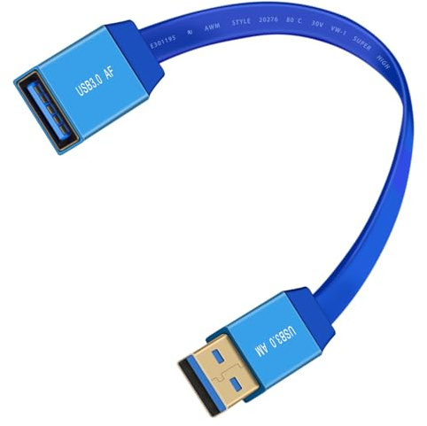 YINGAYOU Rallonge USB Plate 5Gbps USB 3.0 Extension Cable Plate 12 V 3 A pour Appareils Tels Que Disques Durs, Clés USB, Scanners, Etc (Blue, 0.3 m)