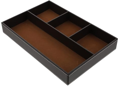 Baluue Contenitore Portaoggetti da Tavolo Multifunzione in Materiale Sicuro Organizer per Gioielli e Posate Design Naturale Nero-Marrone per Casa e Scrivania